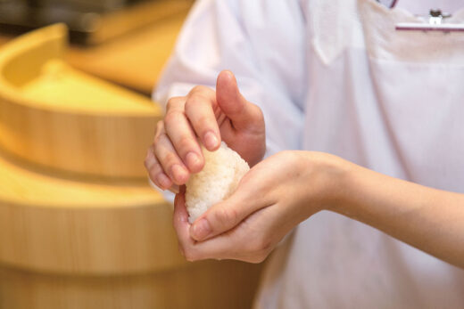 Image: Breakfast buffet demonstration of onigiri rice balls