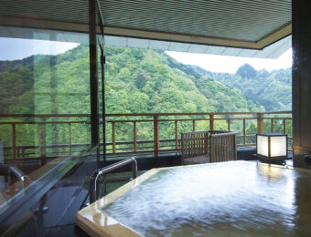 Photo: View from a guest room with a semi-open-air bath