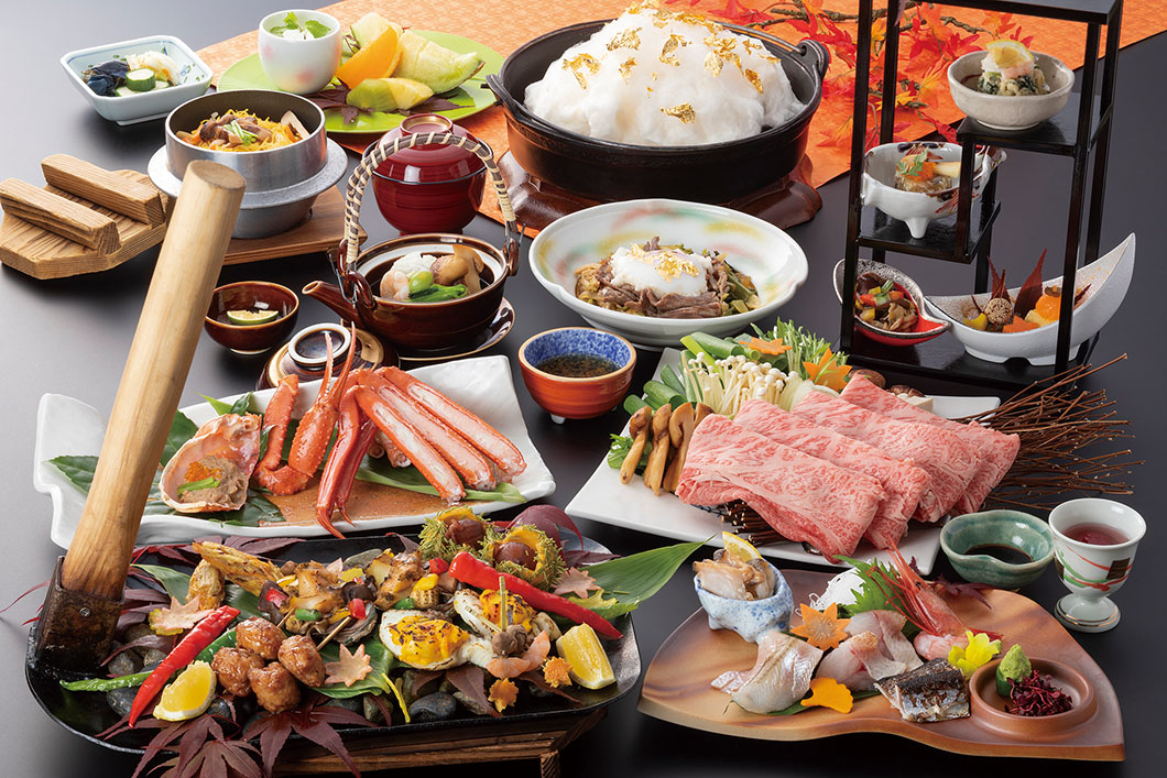 画像：毎年大好評の秋の味覚会席（一例）